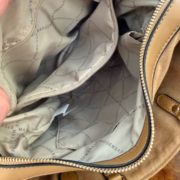 Sam Edelman Tan Braided-Handle Tote 👜 with Gold Chain LIKE NEW